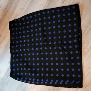 Talbots Petite Pencil Skirt Black Blue Polka Dot Wool Blend Career Dress